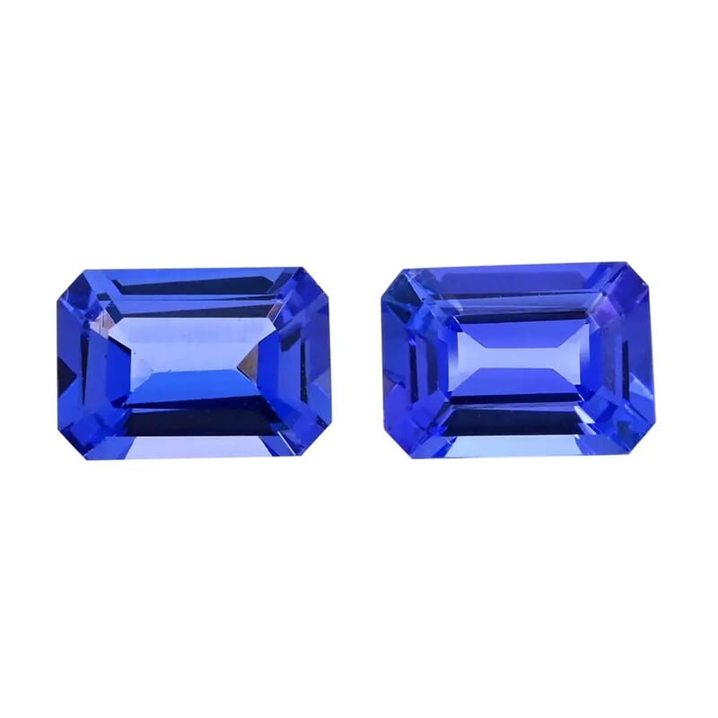Certified and Appraised AAAA Tanzanite Set of 2 (Oct 7x5 mm) 2.00 ctw