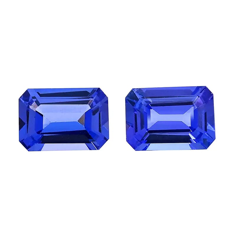Certified and Appraised AAAA Tanzanite Set of 2 (Oct 7x5 mm) 2.00 ctw