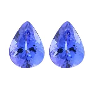 Certified & Appraised AAAA Tanzanite Set of 2 (Pear 8x6 mm) 2.00 ctw