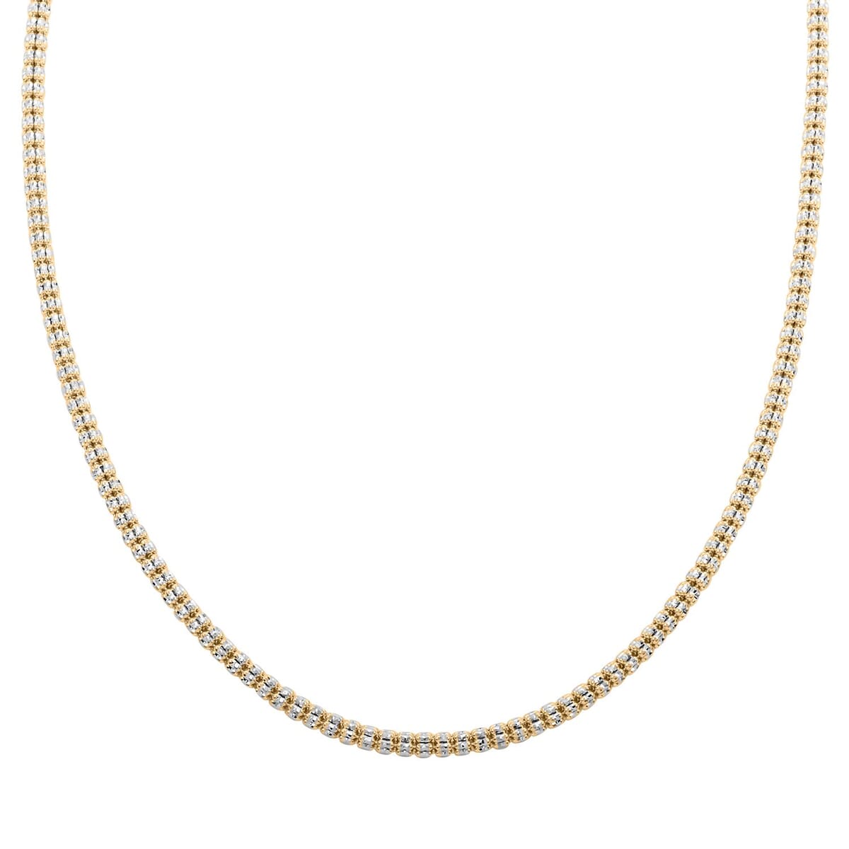 10K Yellow and White Gold 3.5mm Ice Chain Necklace 18 Inches 16.25 Grams image number 0