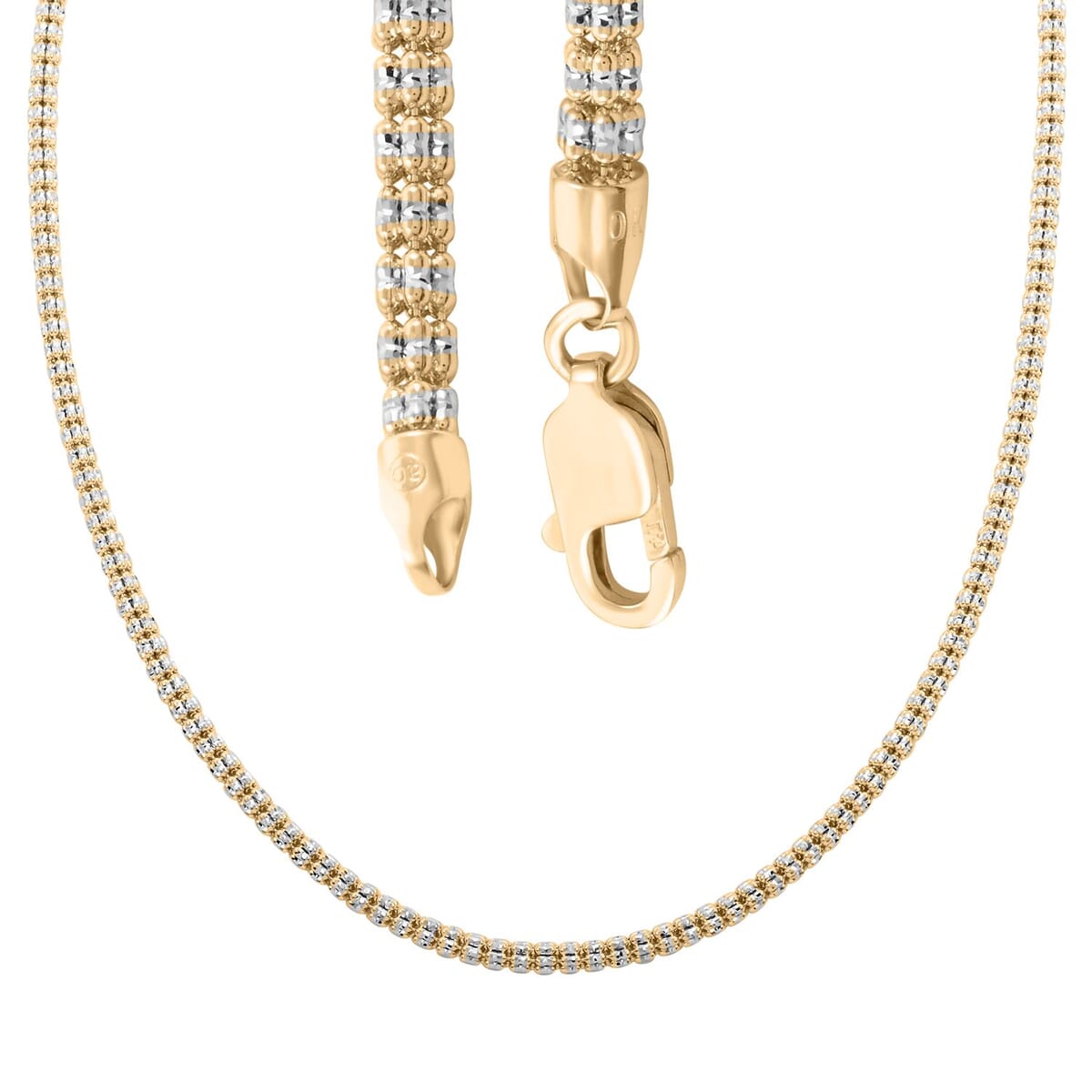 10K Yellow and White Gold 3.5mm Ice Chain Necklace 18 Inches 16.25 Grams image number 3