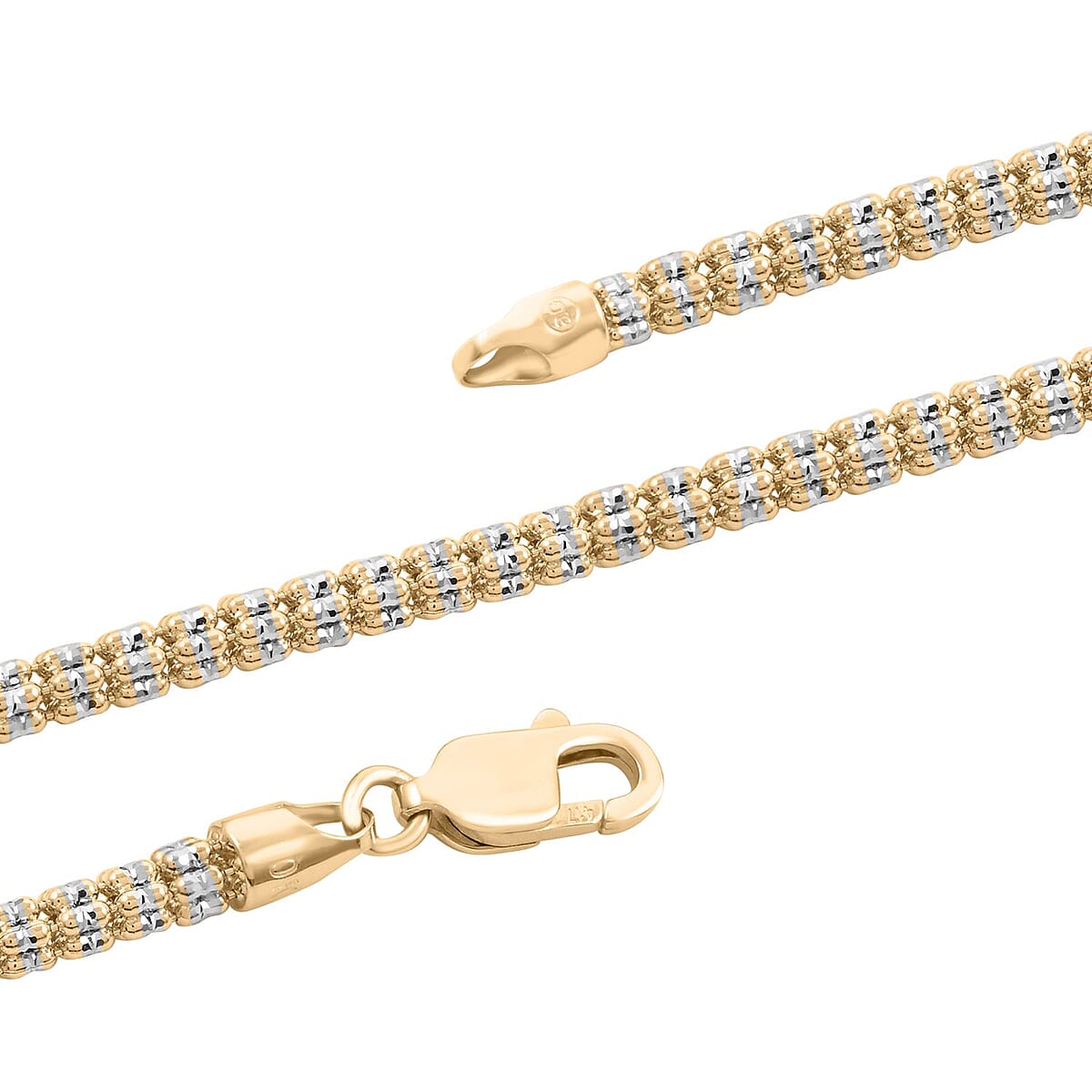10K Yellow and White Gold 3.5mm Ice Chain Necklace (24 Inches) 22.10 Grams image number 2