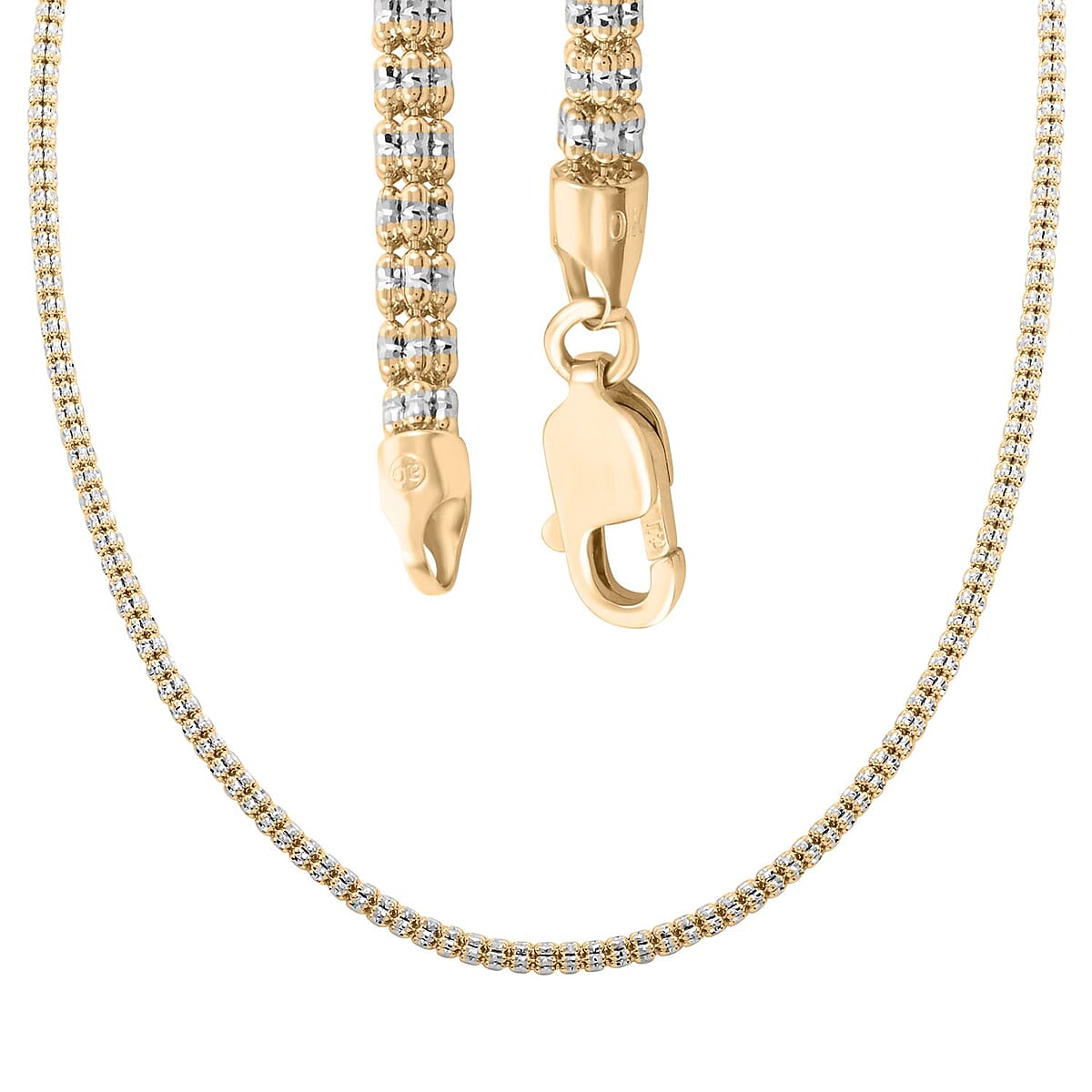 10K Yellow and White Gold 3.5mm Ice Chain Necklace (24 Inches) 22.10 Grams image number 3