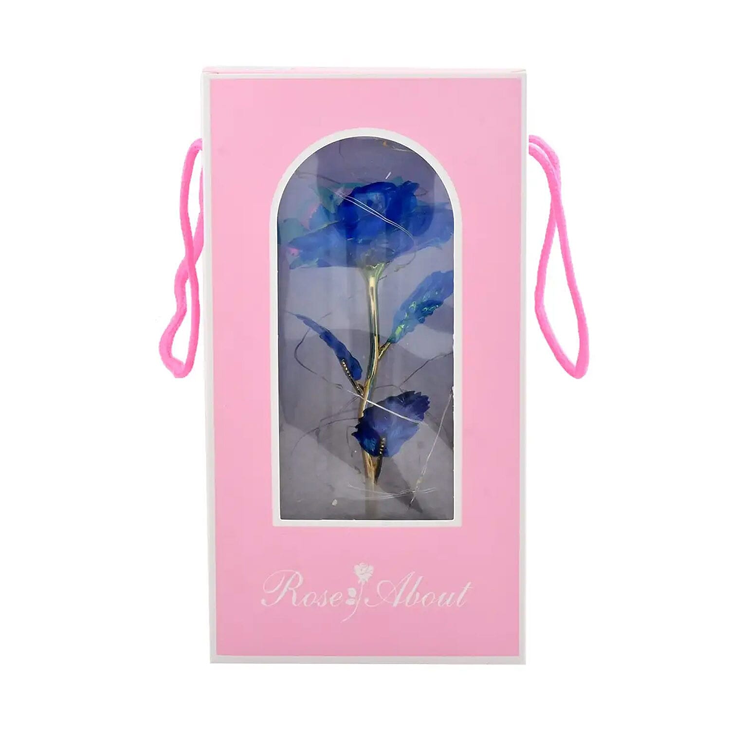 Blue Rose in Glass Dome with LED Lights