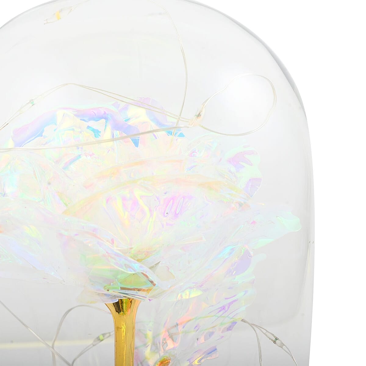 Clear Rose in Glass Dome with LED Lights image number 1