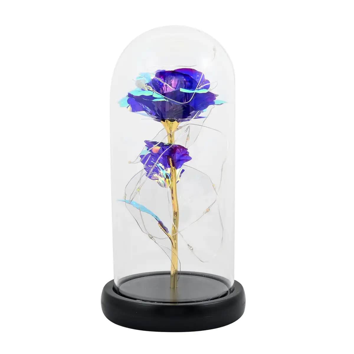 Purple Rose in Glass Dome with LED Lights image number 0