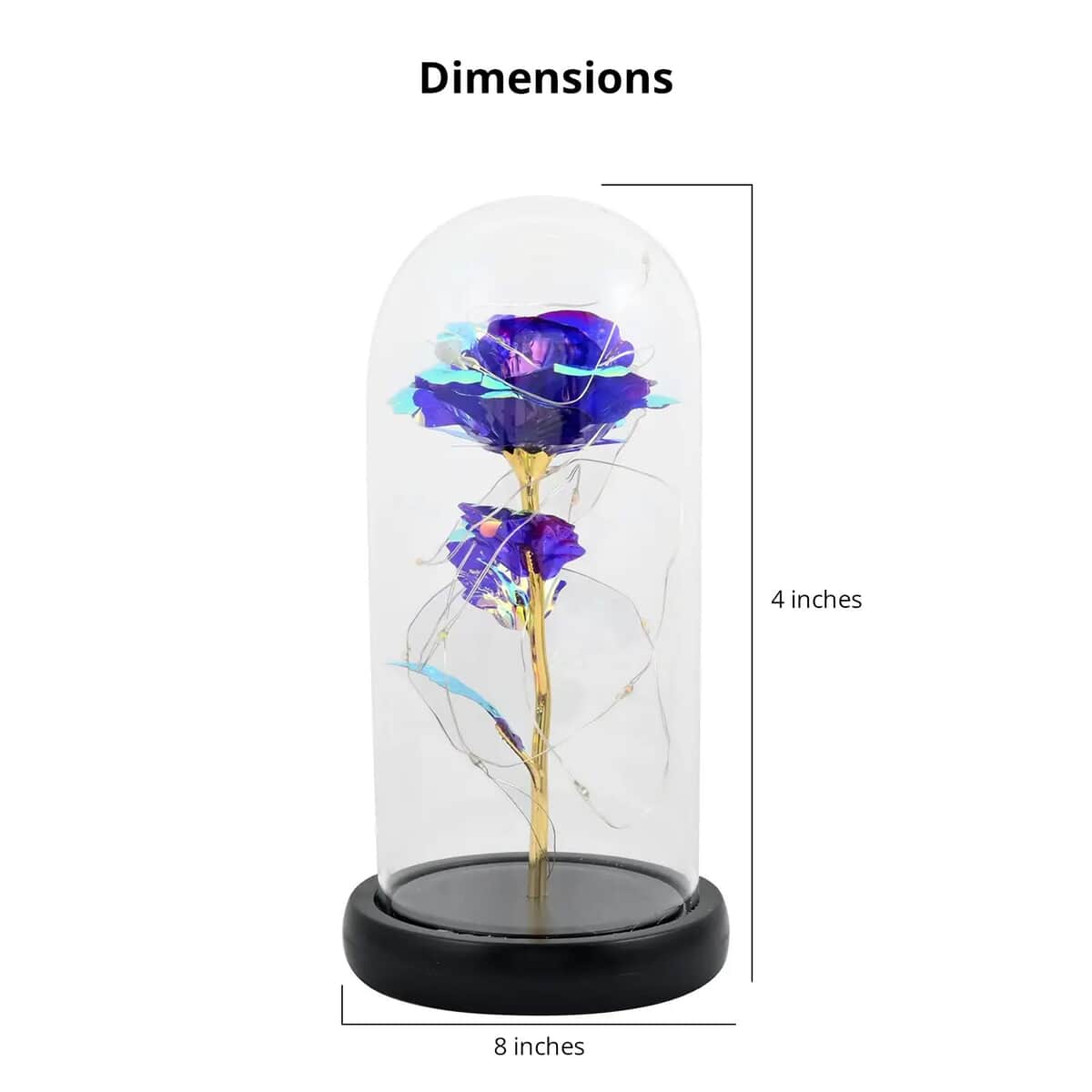 Purple Rose in Glass Dome with LED Lights image number 4