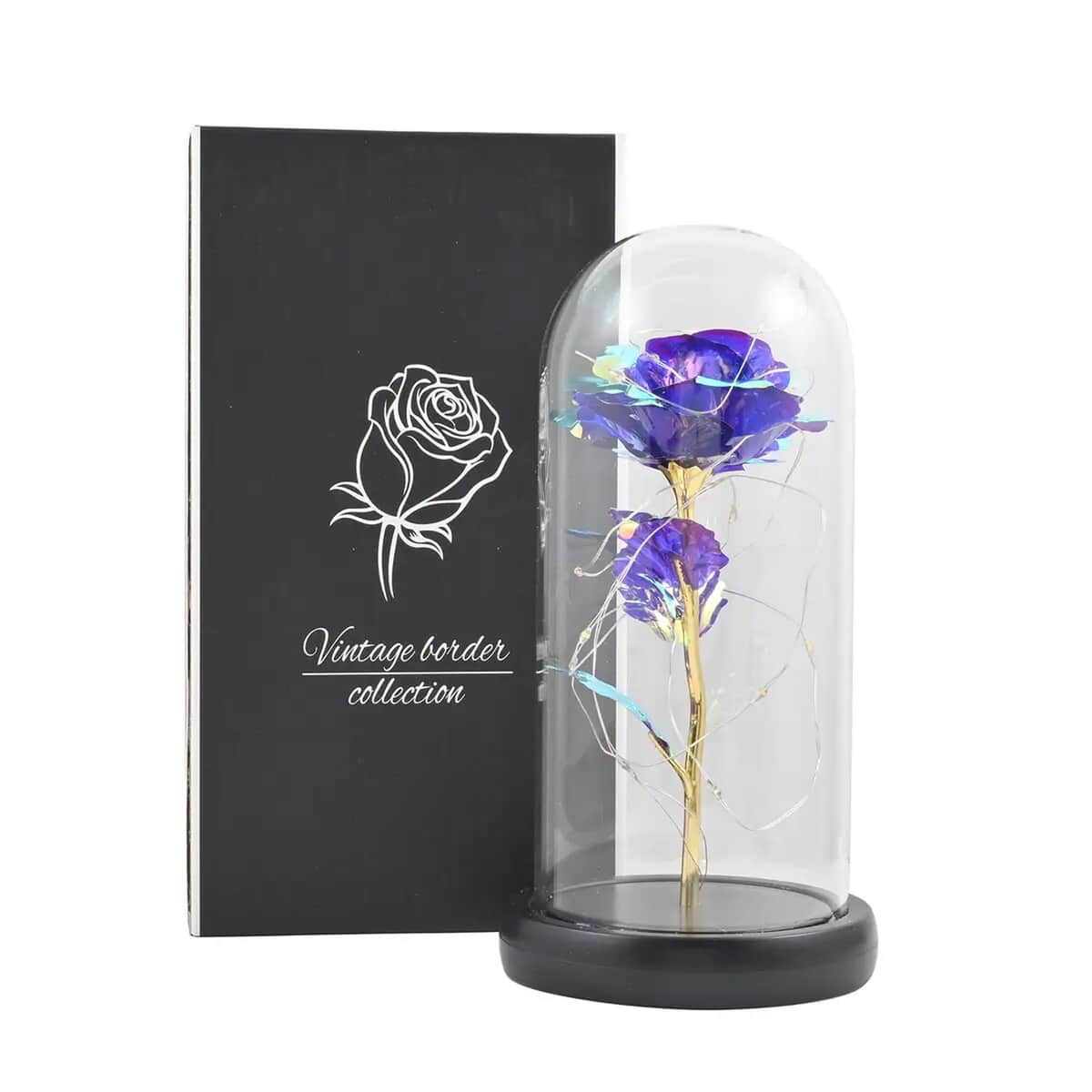 Purple Rose in Glass Dome with LED Lights image number 6