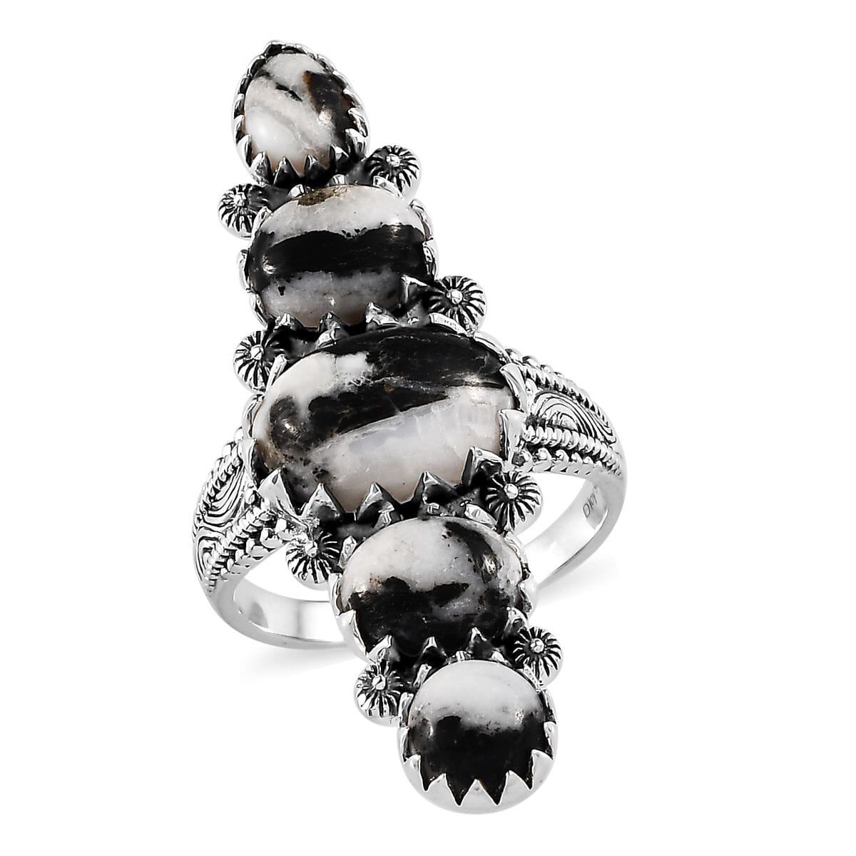 Artisan Crafted White Buffalo Elongated Ring in Sterling Silver 7.85 ctw image number 0