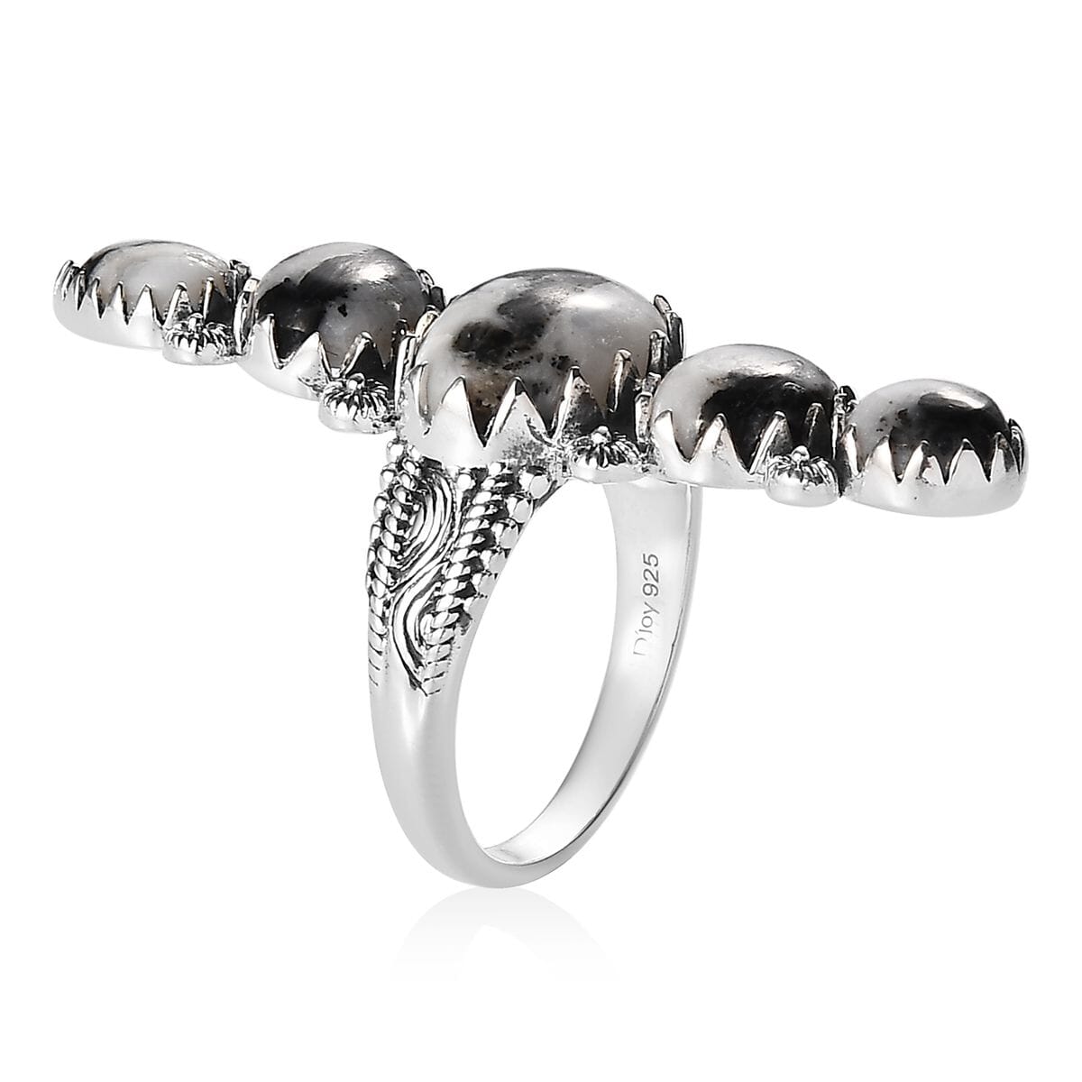 Artisan Crafted White Buffalo Elongated Ring in Sterling Silver 7.85 ctw image number 3