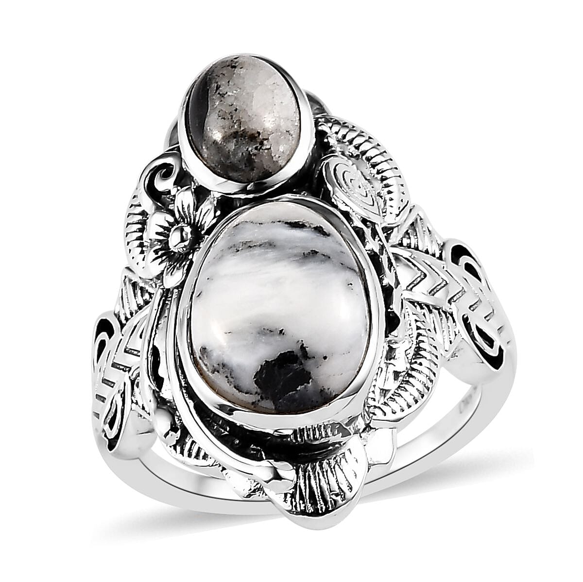 Artisan Crafted White Buffalo Ring in Sterling Silver 4.75 ctw image number 0