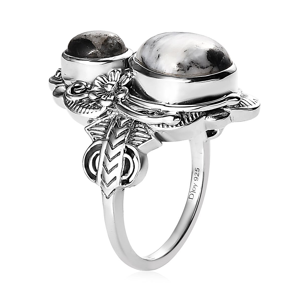 Artisan Crafted White Buffalo Ring in Sterling Silver 4.75 ctw image number 3