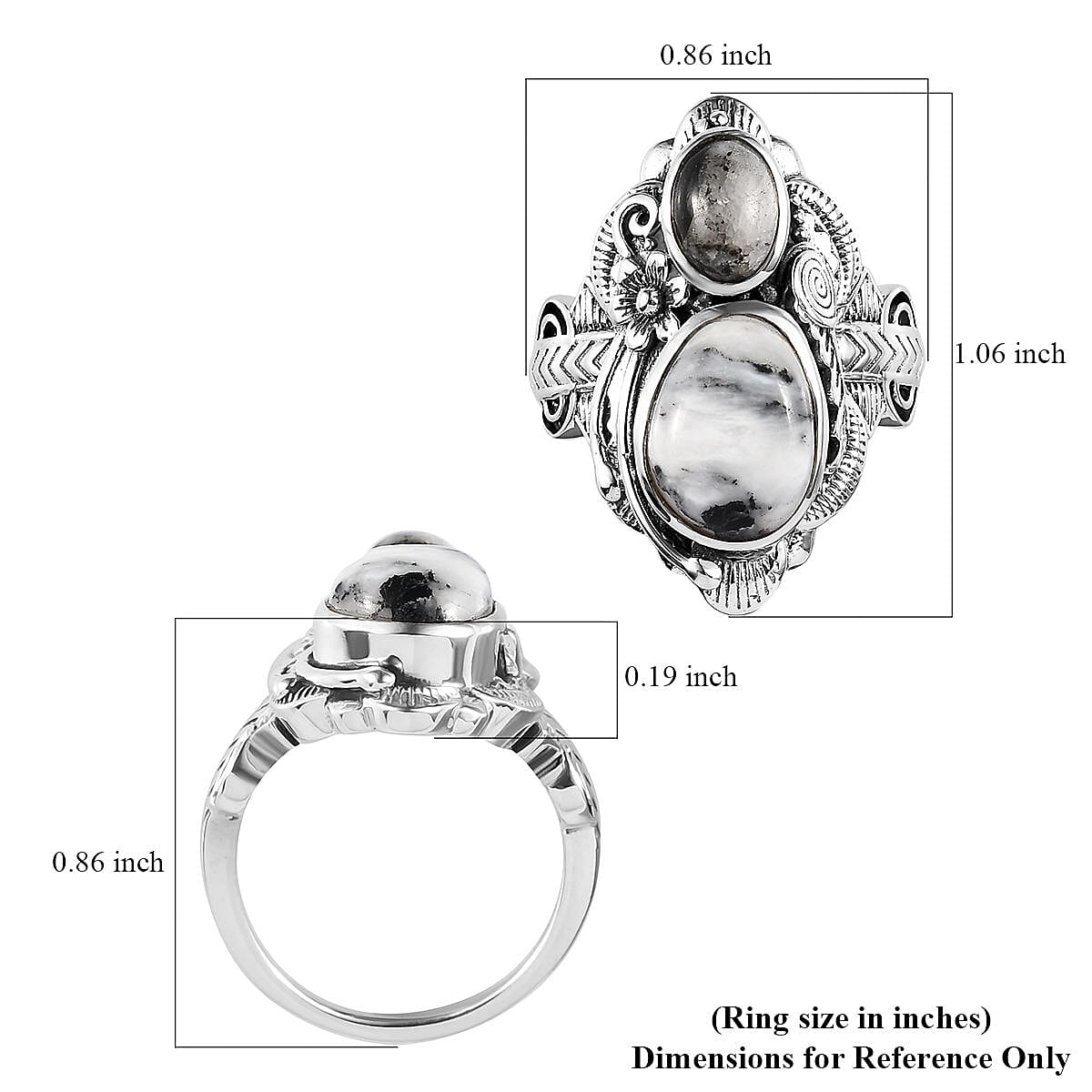 Artisan Crafted White Buffalo Ring in Sterling Silver 4.75 ctw image number 5