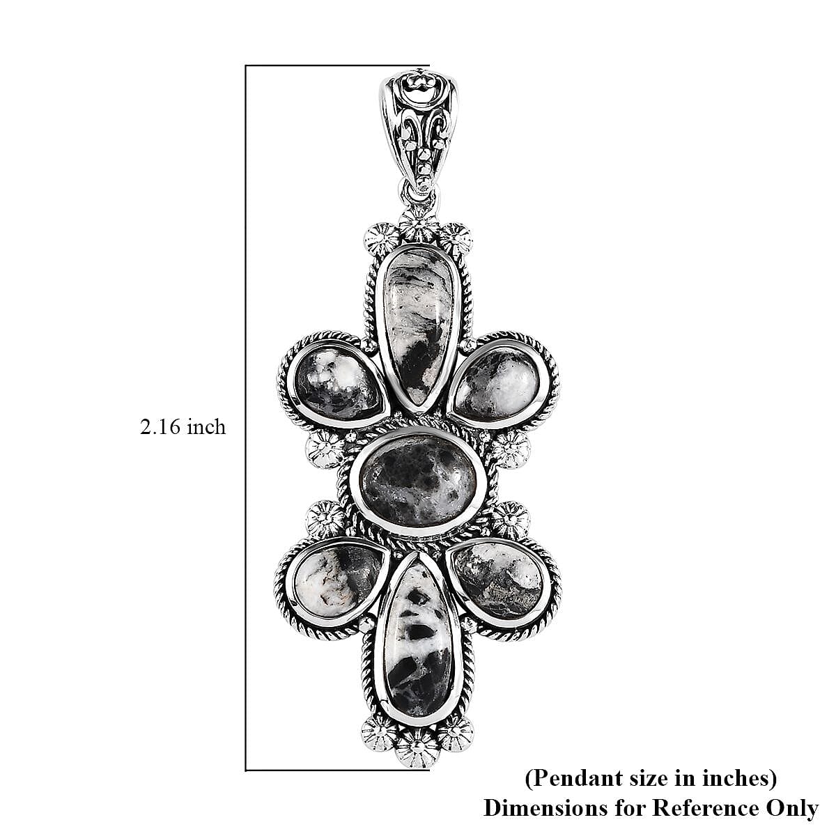 Artisan Crafted White Buffalo 7.65 ctw Pendant without Chain in Sterling Silver