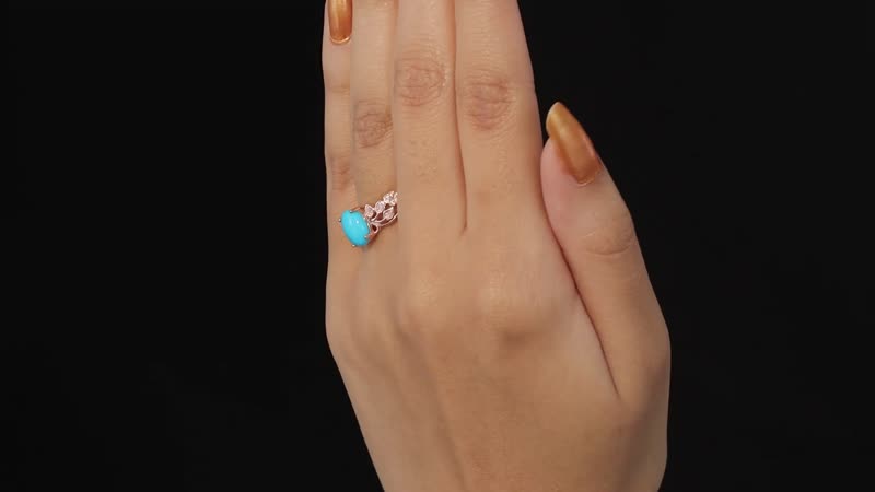 Premium Sleeping Beauty Turquoise and Uncut Natural Pink Diamond Ring in Vermeil Rose Gold Over Sterling Silver 1.60 ctw