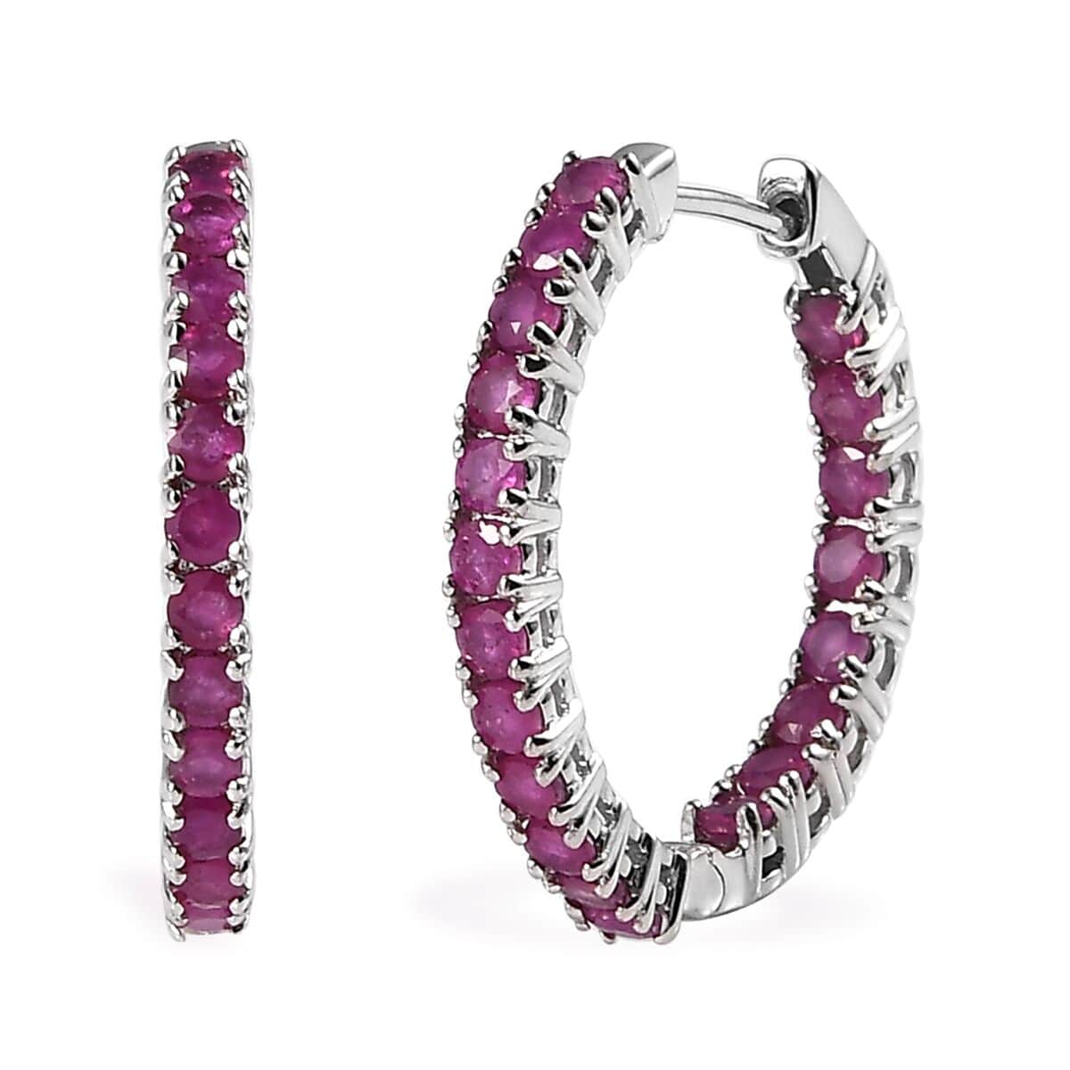 Karis Ruby Inside Out Hoop Earrings in Platinum Bond 3.90 ctw image number 0