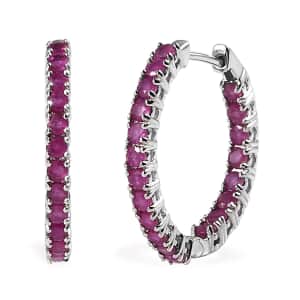 Karis Ruby Inside Out Hoop Earrings in Platinum Bond 3.90 ctw