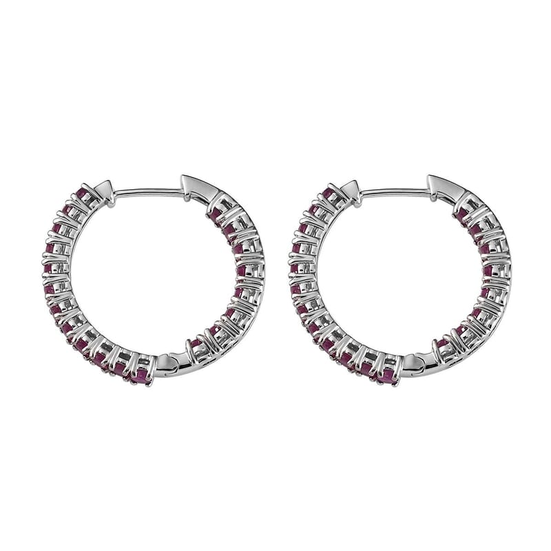 Karis Ruby Inside Out Hoop Earrings in Platinum Bond 3.90 ctw