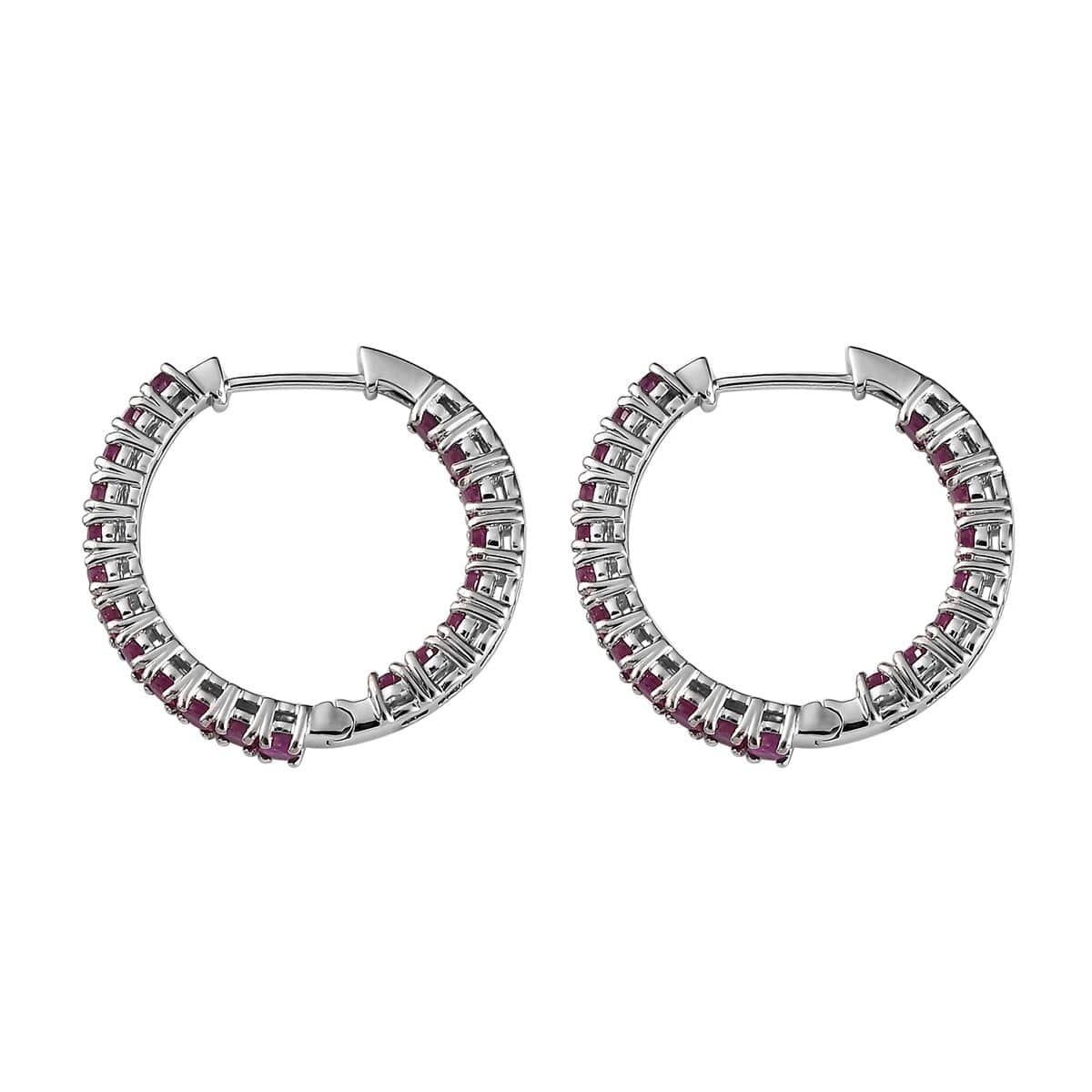 Karis Ruby Inside Out Hoop Earrings in Platinum Bond 3.90 ctw image number 3