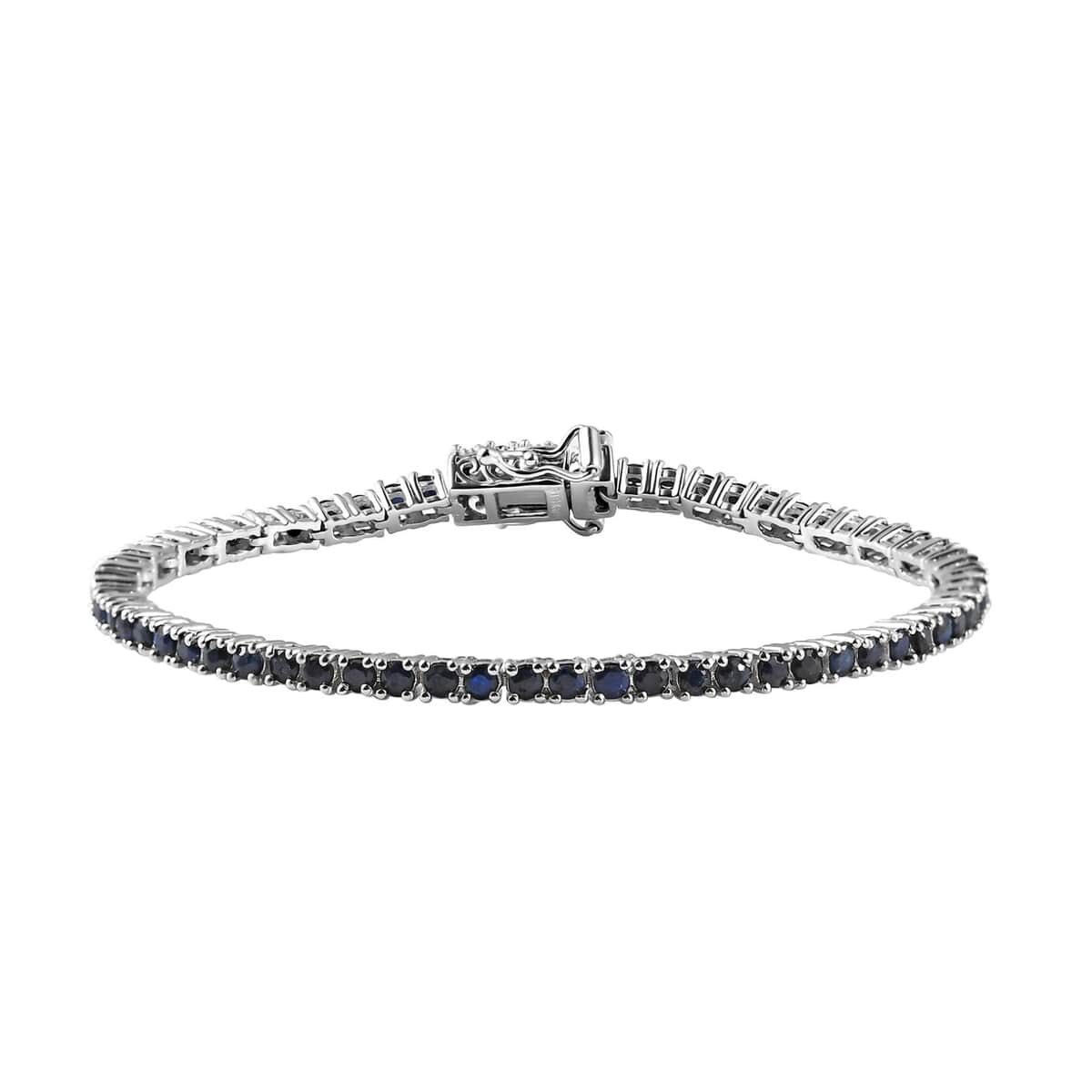 Karis Blue Sapphire Tennis Bracelet in Platinum Bond (7.25 In) 7.10 ctw image number 0