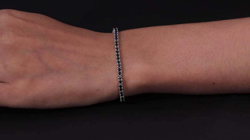 Doorbuster Karis Blue Sapphire Tennis Bracelet in Platinum Bond (7.25 In) 7.85 ctw