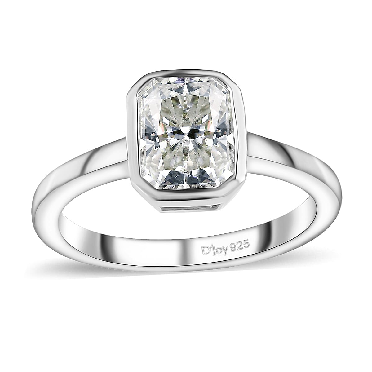 Moissanite 1.70 ctw Solitaire Ring in Platinum Over Sterling Silver (Size 6.0)
