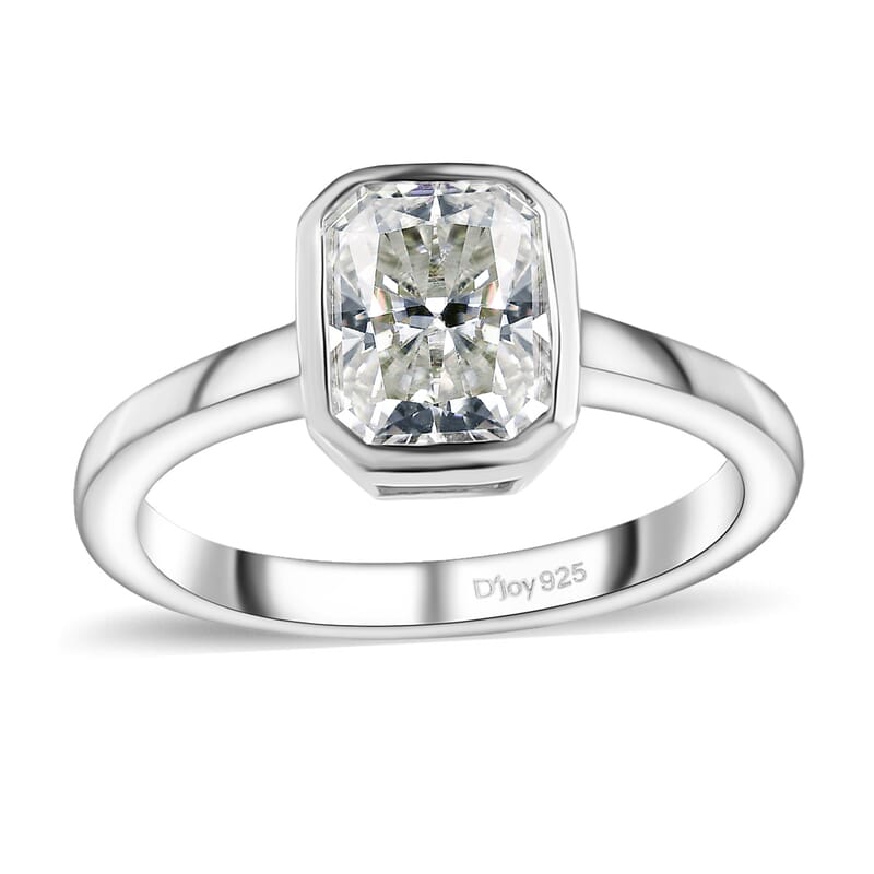 Moissanite 1.70 ctw Solitaire Ring in Platinum Over Sterling Silver (Size 6.0)