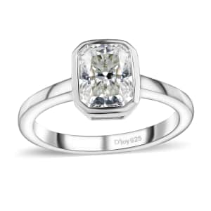 Moissanite Solitaire Ring in Platinum Over Sterling Silver (Size 6.0) 1.50 ctw