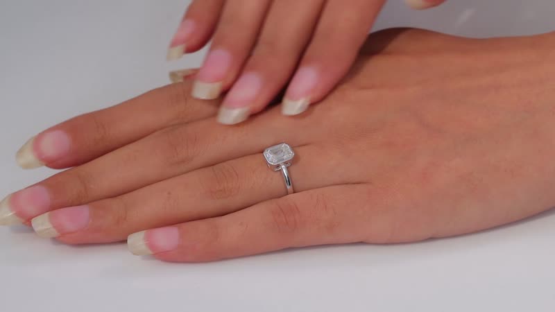Moissanite (Oct 8x6mm) Solitaire Ring in Platinum Over Sterling Silver (Size 6.0) 1.50 ctw