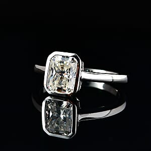 Moissanite 1.70 ctw Solitaire Ring in Platinum Over Sterling Silver (Size 6.0)