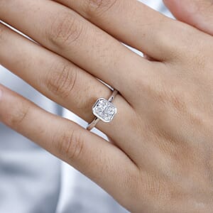 Moissanite 1.70 ctw Solitaire Ring in Platinum Over Sterling Silver (Size 6.0)