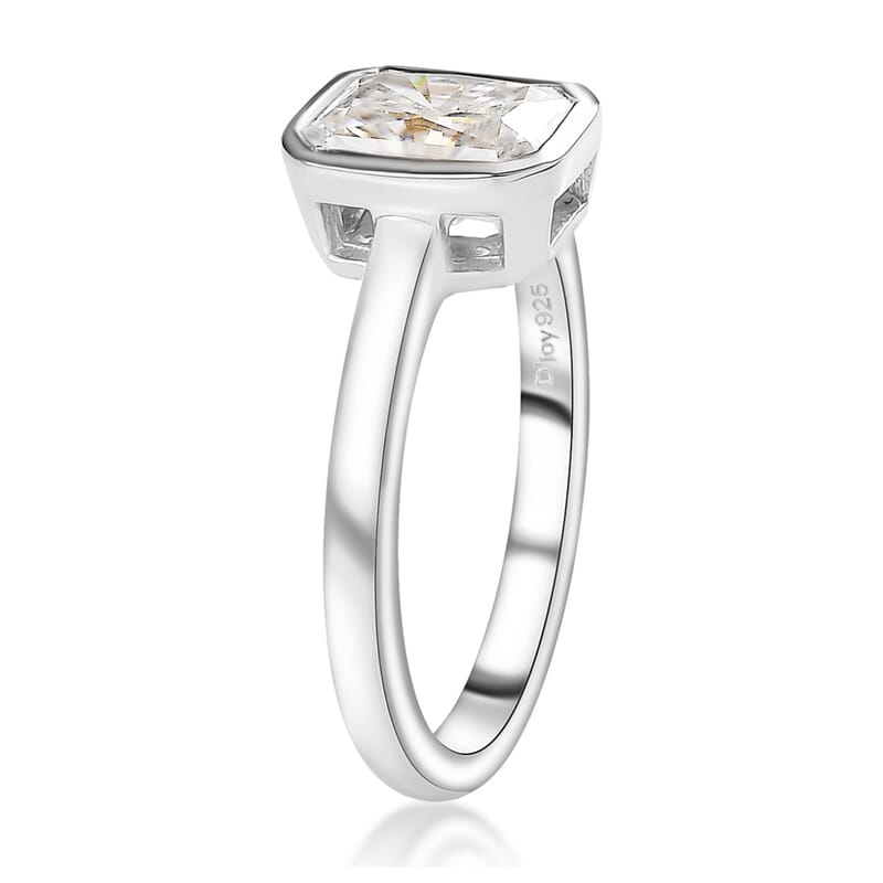 Moissanite 1.70 ctw Solitaire Ring in Platinum Over Sterling Silver (Size 6.0)