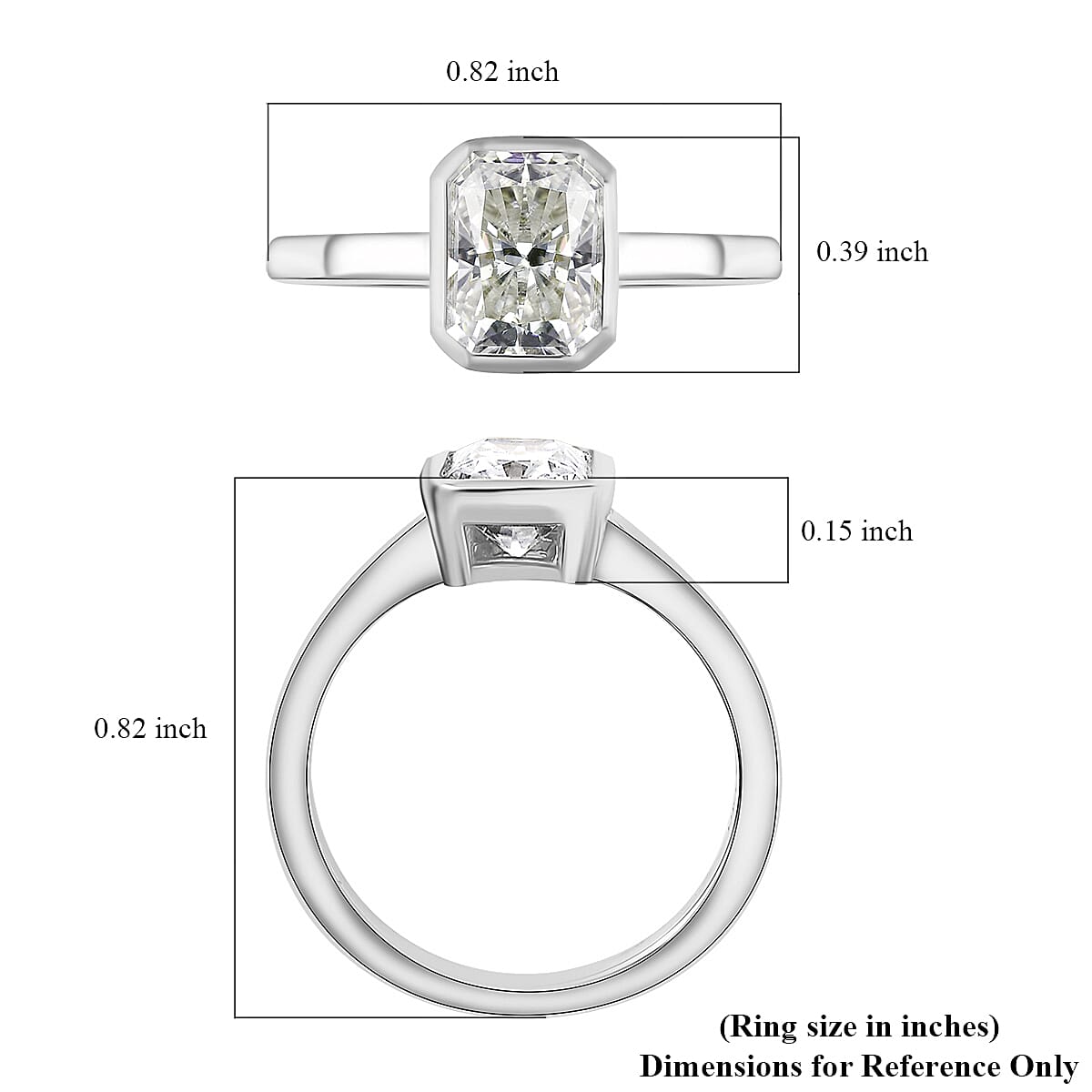 Moissanite 1.70 ctw Solitaire Ring in Platinum Over Sterling Silver (Size 6.0)