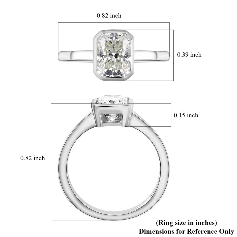 Moissanite 1.70 ctw Solitaire Ring in Platinum Over Sterling Silver (Size 6.0)