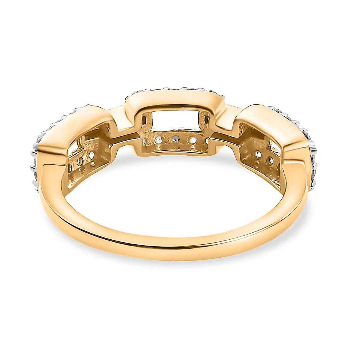 Moissanite Paperclip Link Band Ring in Vermeil Yellow Gold Over Sterling Silver (Size 6.0) 0.25 ctw