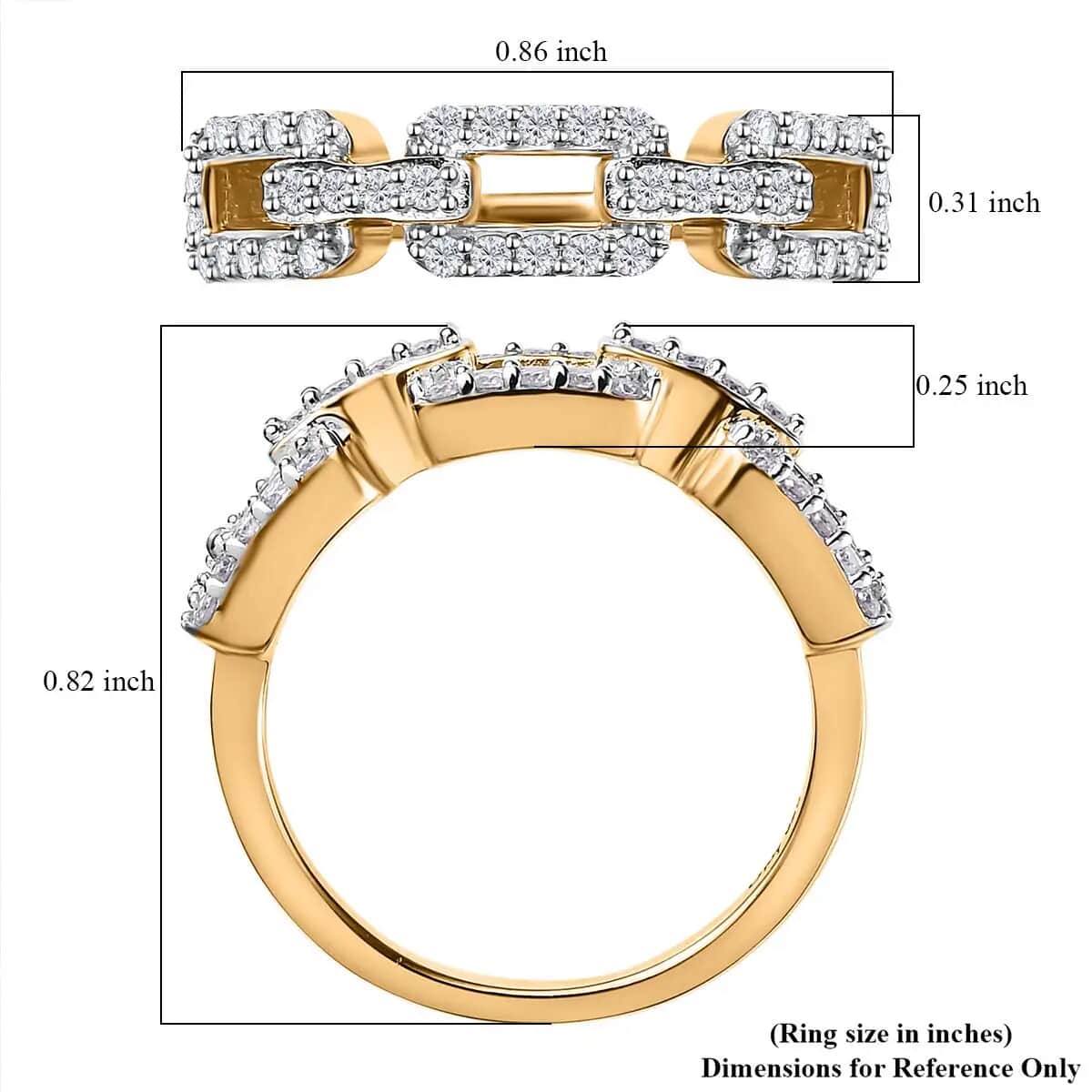 Moissanite Paperclip Link Band Ring in Vermeil Yellow Gold Over Sterling Silver (Size 6.0) 0.25 ctw image number 6