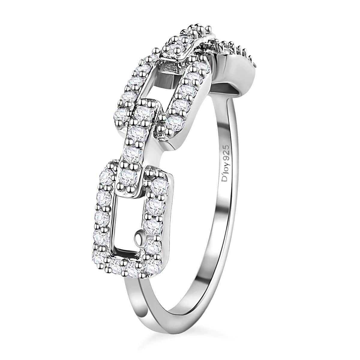 Moissanite Paperclip Link Band Ring in Platinum Over Sterling Silver (Size 6.0) 0.25 ctw image number 3