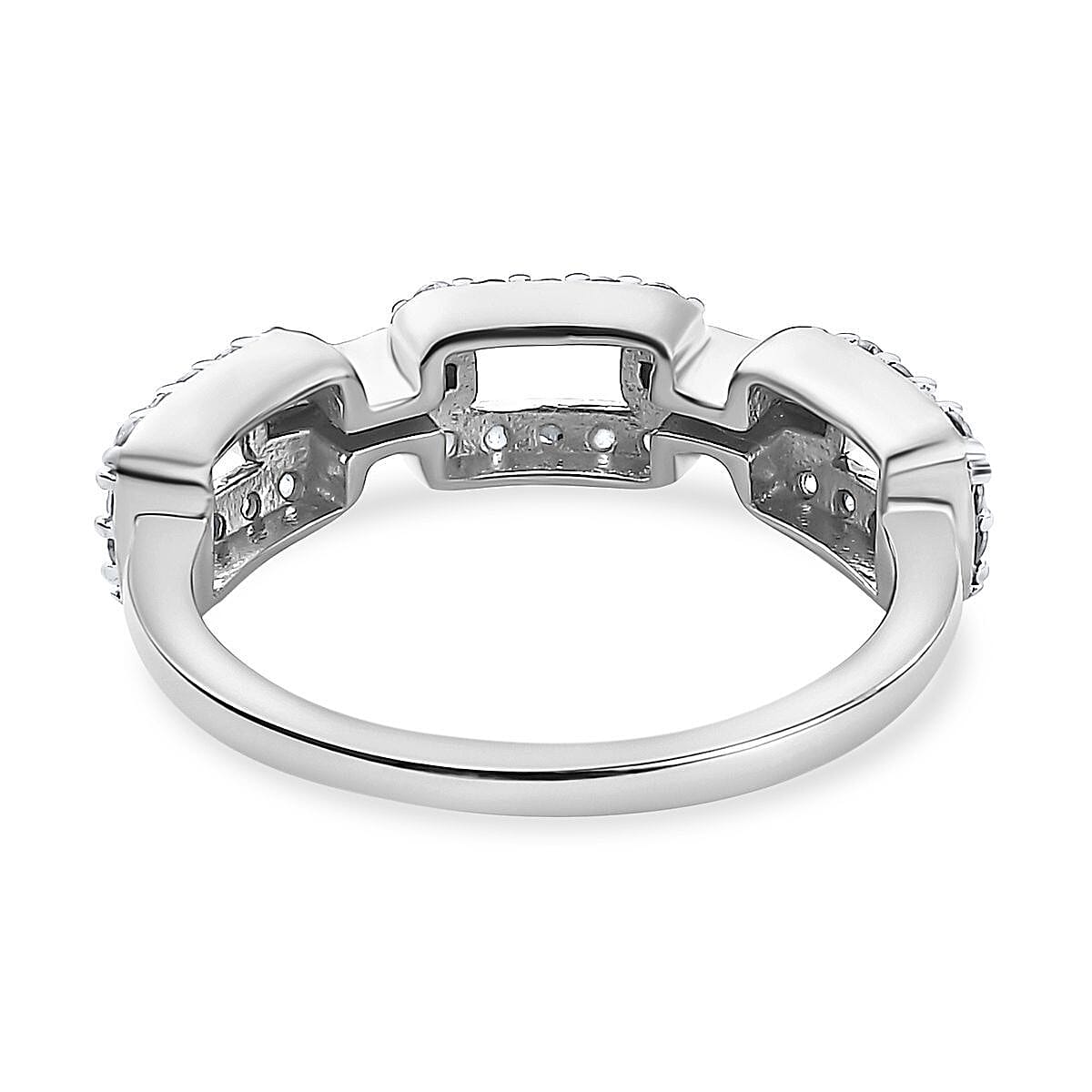 Moissanite Paperclip Link Band Ring in Platinum Over Sterling Silver (Size 8.0) 0.25 ctw image number 4