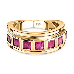 African Ruby 1.97 ctw Band Ring in 14K YG Over Sterling Silver (Size 5.5)