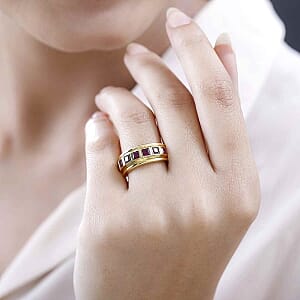 African Ruby 1.97 ctw Band Ring in 14K YG Over Sterling Silver (Size 5.5)