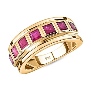 African Ruby 1.97 ctw Band Ring in 14K YG Over Sterling Silver (Size 5.5)