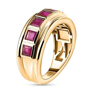 African Ruby 1.97 ctw Band Ring in 14K YG Over Sterling Silver (Size 5.5)