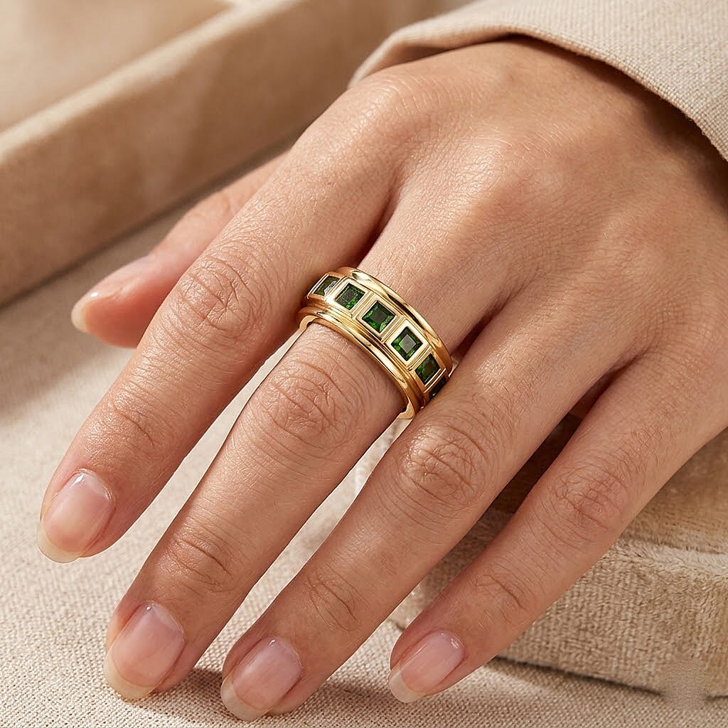Chrome Diopside 1.25 ctw Ring in 14K YG Over Sterling Silver (Size 11.5)