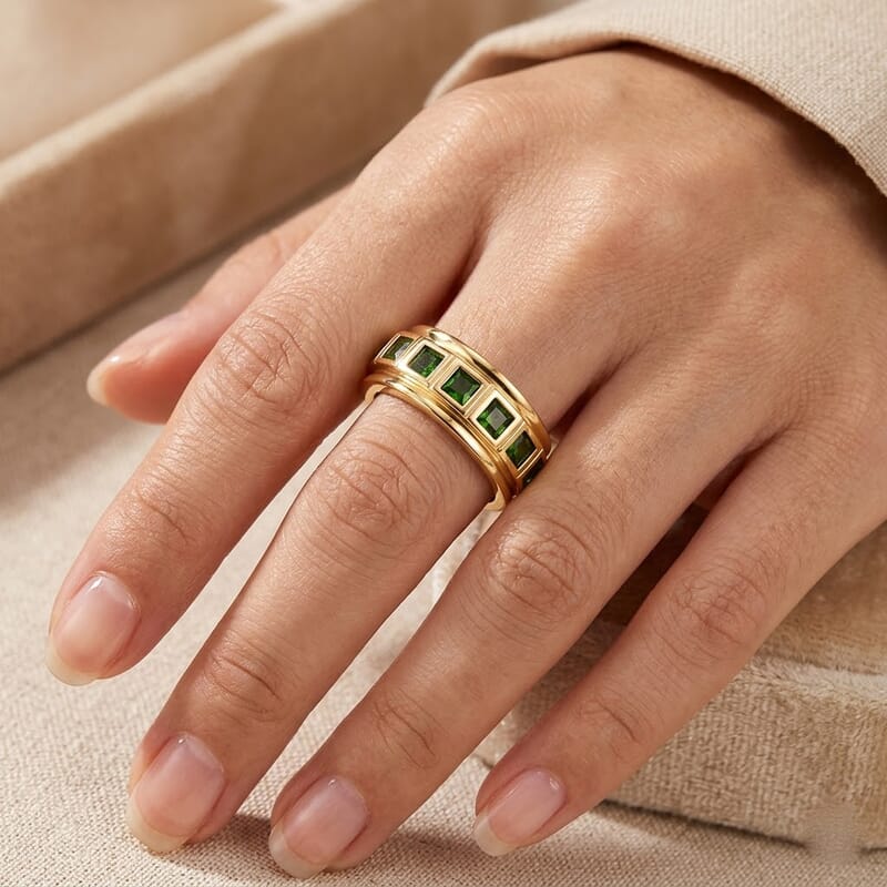 Chrome Diopside 1.25 ctw Ring in 14K YG Over Sterling Silver (Size 11.5)