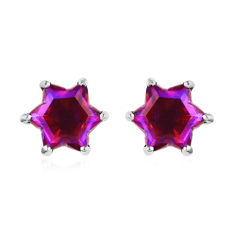 Volcanic Quartz (Triplet) Star Stud Earrings in Platinum Over Sterling Silver 9.30 ctw