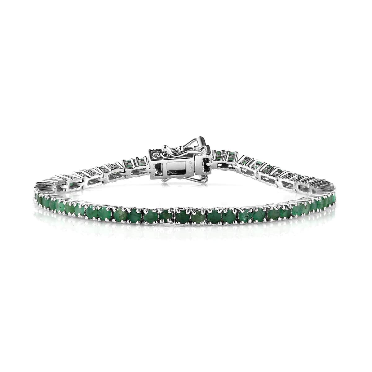 Karis Emerald Tennis Bracelet in Platinum Bond (6.50 In) 3.50 ctw image number 0