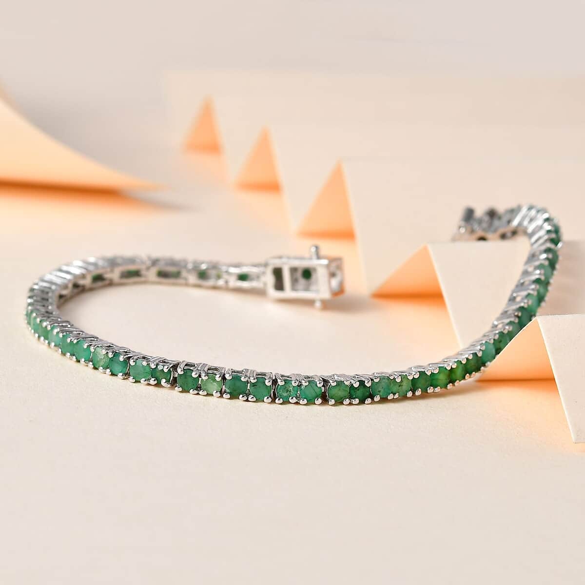 Karis Emerald Tennis Bracelet in Platinum Bond (6.50 In) 3.50 ctw image number 1