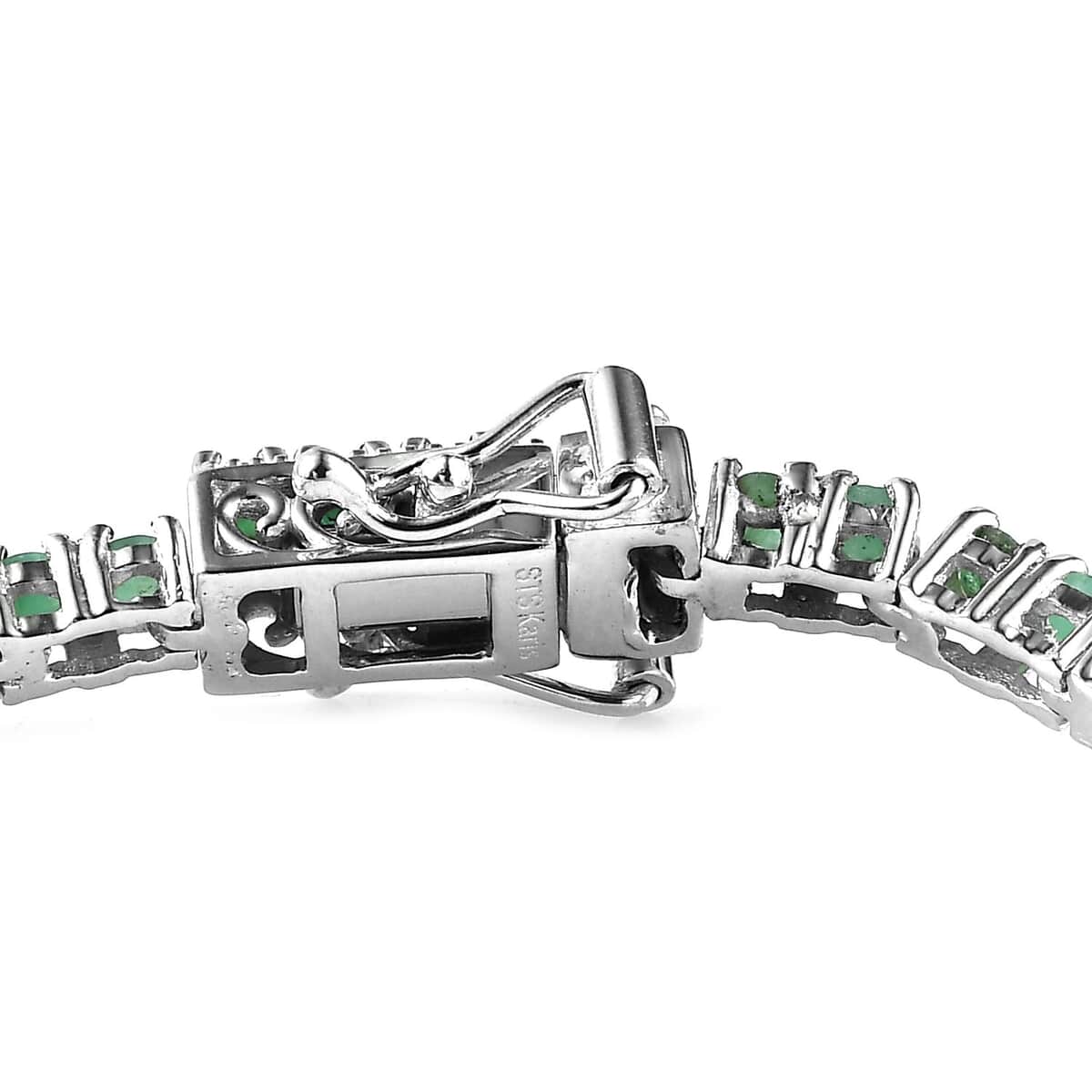 Karis Emerald Tennis Bracelet in Platinum Bond (6.50 In) 3.50 ctw image number 3