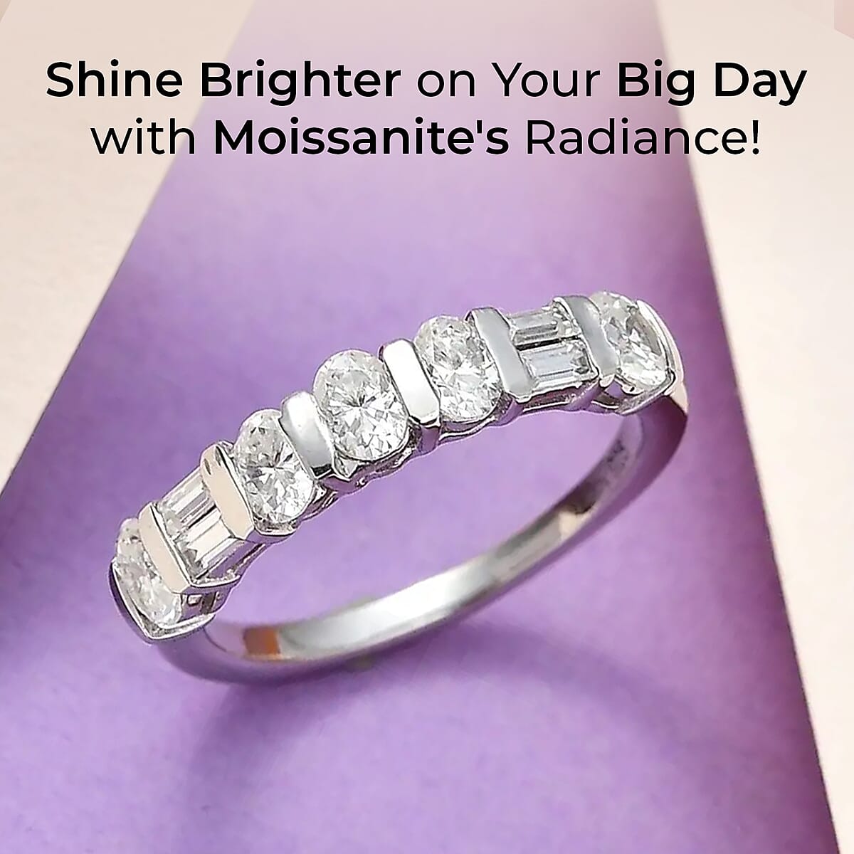 Moissanite Mixed Shapes Band Ring in Platinum Over Sterling Silver (Size 9.0) 1.00 ctw image number 1