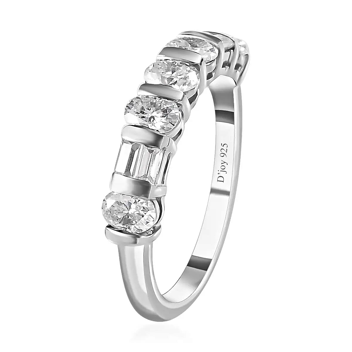Moissanite Mixed Shapes Band Ring in Platinum Over Sterling Silver (Size 9.0) 1.00 ctw image number 4